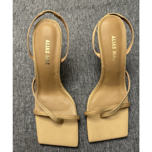 Alias Mae Shoes - Alias Mae Fleur Sandals Heels Natural Sling back Square Toe Eu 35 Us 4
